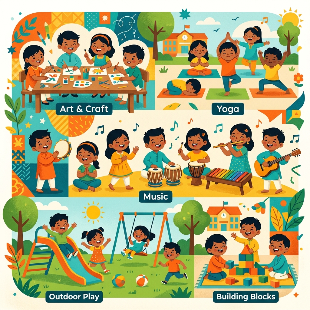 Smart Champs Pre Schools — Children joyfully doing art, dance, music, science and outdoor activities