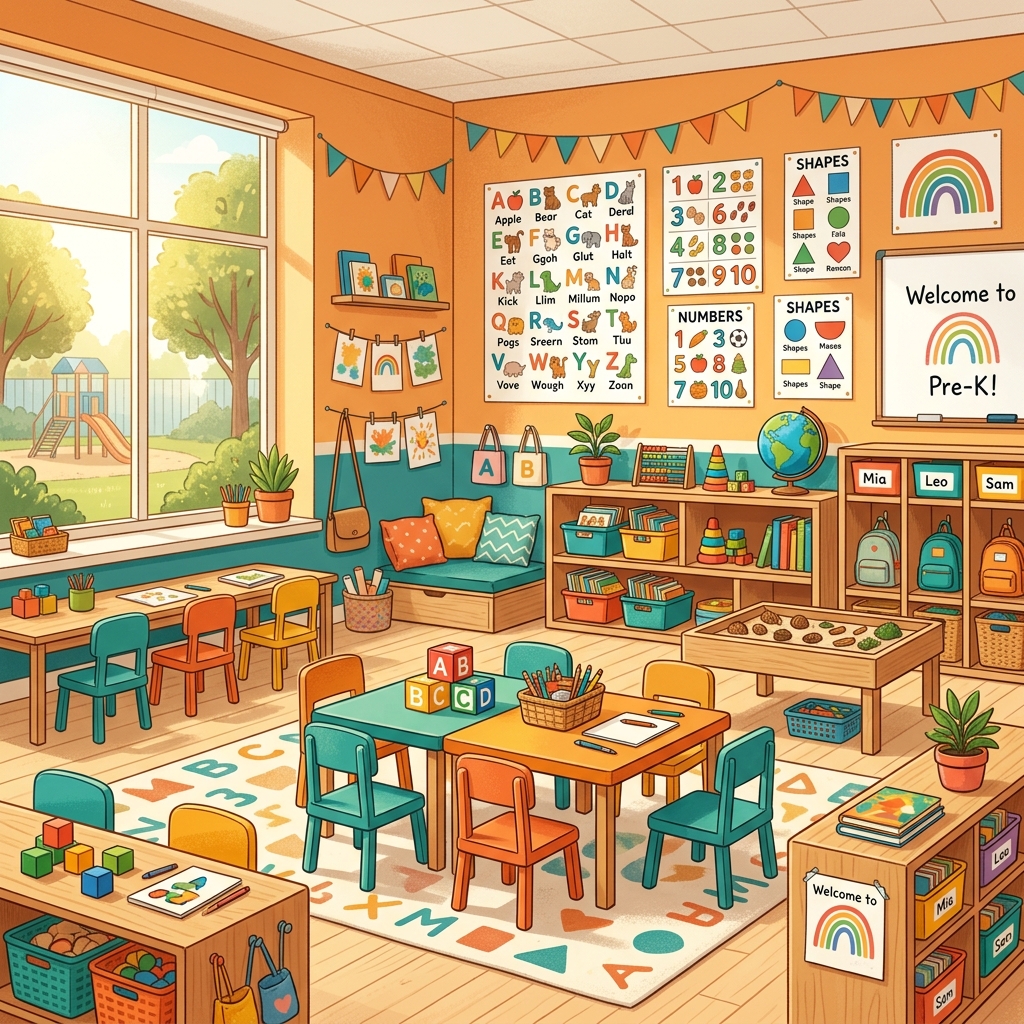 Smart Champs Pre Schools — Bright and vibrant Pre KG classroom with learning materials